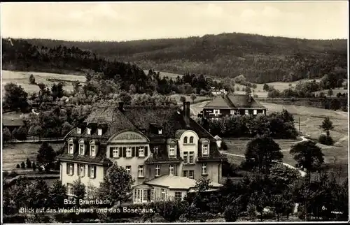 Ak Bad Brambach im Vogtland, Blick auf das Weidighaus und das Bosehaus