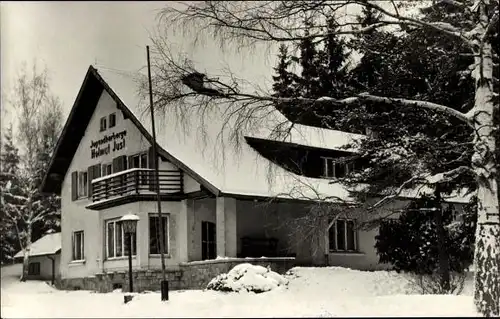 Ak Bad Brambach im Vogtland, Jugendherberge Helmut Just, Winter