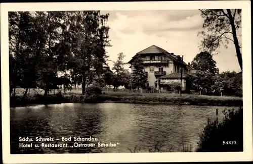 Ak Bad Schandau Sächsische Schweiz, Hotel und Restaurant Ostrauer Scheibe