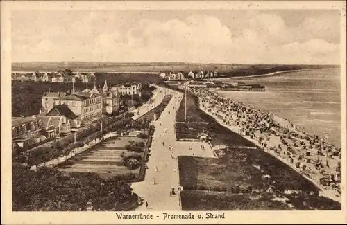 Ak Ostseebad Warnemünde Rostock, Promenade und Strand