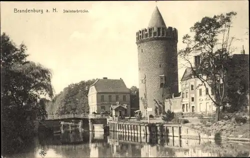 Ak Brandenburg an der Havel, Steintorbrücke, Turm