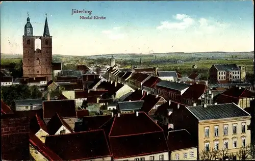 Ak Jüterbog im Kreis Teltow Fläming, Blick über die Dächer auf Nicolai Kirche