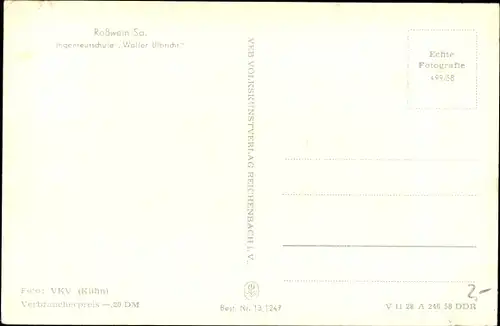 Ak Roßwein in Sachsen, Ingenieurschule Walter Ulbricht