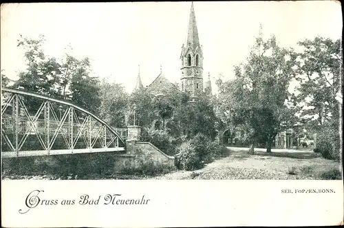 Ak Bad Neuenahr in Rheinland Pfalz, Kirche, Brücke