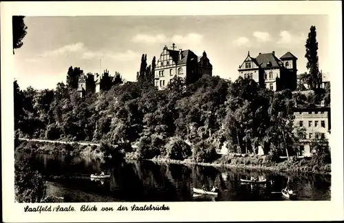 Ak Saalfeld an der Saale Thüringen, Blick von der Saalebrücke