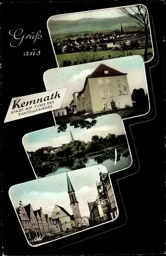 Ak Kemnath in der Oberpfalz, Gesamtansicht, Kirche, Straßenpartie, See