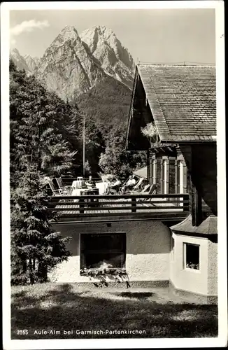 Ak Garmisch Partenkirchen, Aulealm, Terrasse