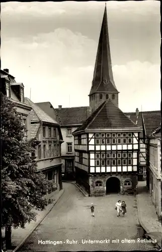 Ak Hattingen an der Ruhr, Untermarkt mit altem Rathaus
