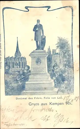 Ak Kempen am Niederrhein, Denkmal des Frhrn. Felix von Loe