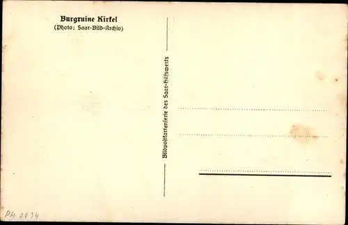 Ak Kirkel Neuhäusel Saarpfalz, Blick vom Wald auf die Burgruine