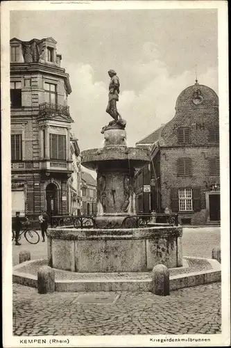 Ak Kempen am Niederrhein, Kriegerdenkmalbrunnen