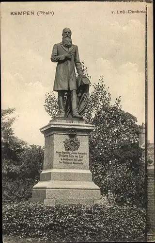 Ak Kempen am Niederrhein, v.-Loé Denkmal