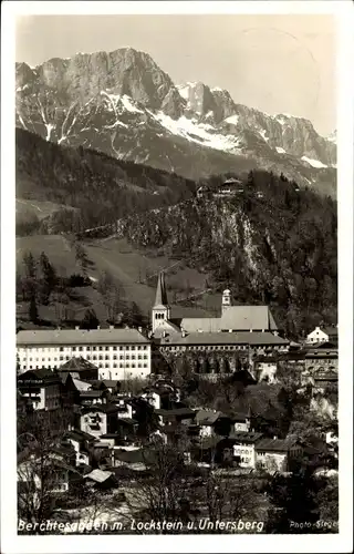 Ak Berchtesgaden in Oberbayern, Teilansicht mit Lockstein und Untersberg