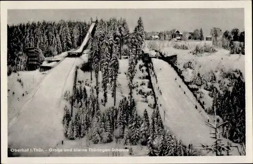 Ak Oberhof im Thüringer Wald, Große und kleine Thüringen-Schanze, Schnee