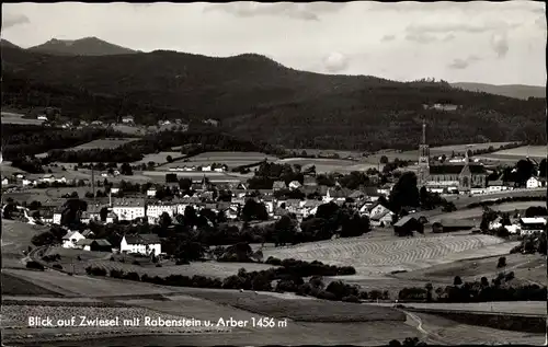 Ak Zwiesel Niederbayern, Panorama mit Rabenstein und Arber