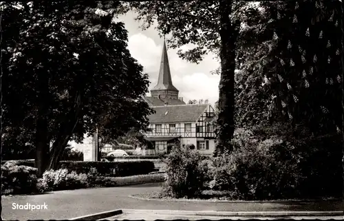 Ak Leichlingen im Rheinland, Stadtpark, Kirchturm, Fachwerkhaus
