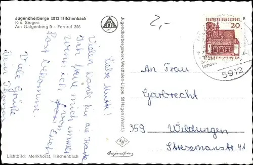 Ak Hilchenbach in Westfalen, Jugendherberge, Am Galgenberg 9