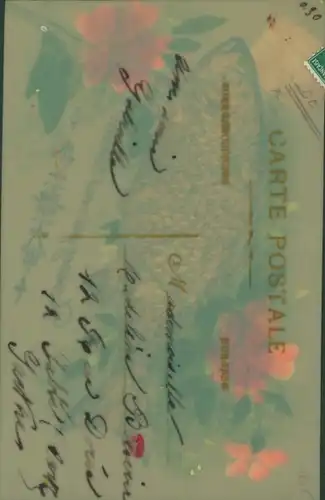 Zelluloid Ak Glückwunsch 1. April, Fisch, Blumen