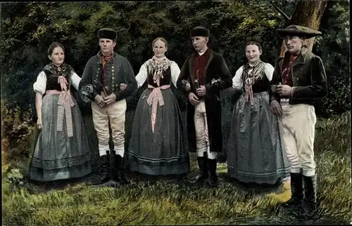 Ak Thüringer Bauerntrachten, Gruppenportrait