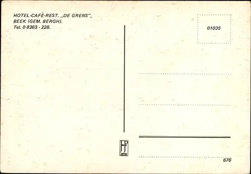 Ak Beek Gelderland Niederlande, Hotel-Cafe-Restaurant De Grens,  Innen- und Außenansicht