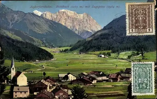 Ak Bichlbach in Tirol, Ort mit Zugspitze