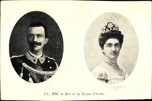 Ak Vittorio Emanuele III., König Viktor Emanuel III. von Italien, Königin Elena von Montenegro