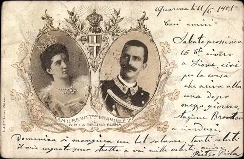 Ak Vittorio Emanuele III., König Viktor Emanuel III. von Italien, Königin Elena von Montenegro