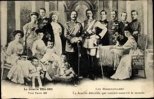 Ak Kaiserfamilie, Wilhelm II, Auguste Viktoria, Kronprinz, Cecilie, Victoria Luise, Adalbert, Eitel