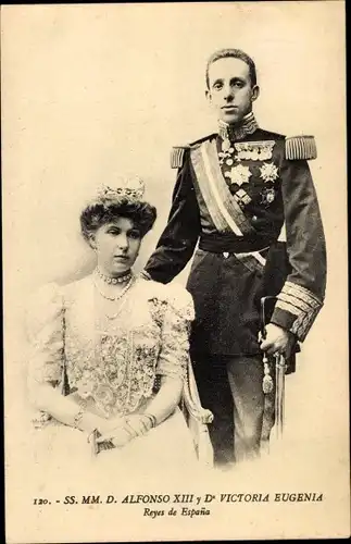 Ak Alfonso XIII, König Alfons XIII. von Spanien, Victoria Eugenia