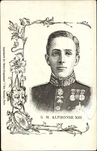 Litho Alfonso XIII, König Alfons XIII. von Spanien, Alphonse XIII