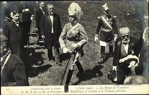 Ak König Alfons XIII. von Spanien, Alphonse XIII à Paris, Président de la République, 3 Juin 1905