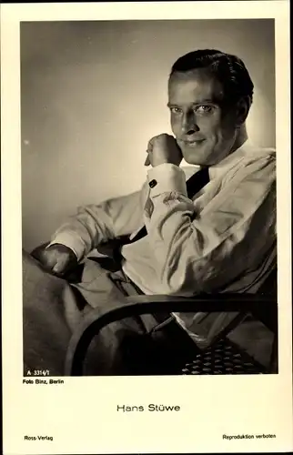 Ak Schauspieler Hans Stüwe, Portrait, Ross Verlag A 3314/1