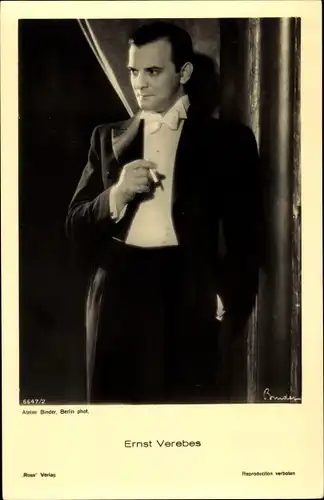Ak Schauspieler Ernst Verebes, Portrait mit Zigarette, Ross Verlag 6647 2