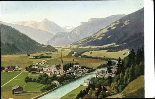 Künstler Ak Zell am Ziller in Tirol, Totalansicht, Zillertal