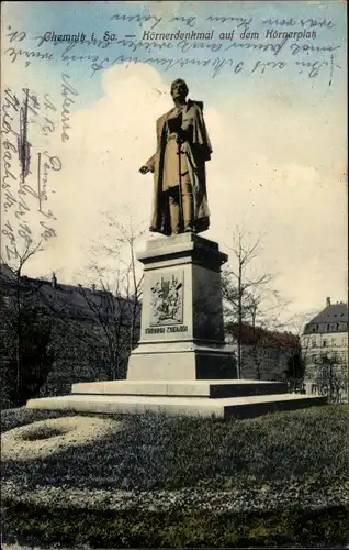 Ak Chemnitz in Sachsen, Körnerdenkmal auf dem Körnerplatz