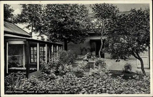 Ak Soest Utrecht Niederlande, Hotel-Pension Bosch & Duin, Bosstraat, Garten