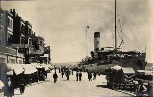 Ak Konstantinopel Istanbul Türkei, Les Quais de Galata, Dampfer