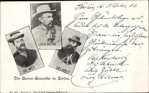 Ak Die Burengeneräle in Berlin, Koos de la Rey, Louis Botha, Christiaan de Wet