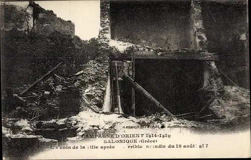 Ak Saloniki Thessaloniki Griechenland, Brandzerstörungen 1917