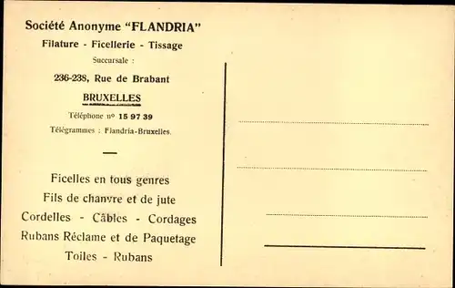 Ak Bruxelles Brüssel, Société Anonyme Flandria, Salle de conferences et de cours