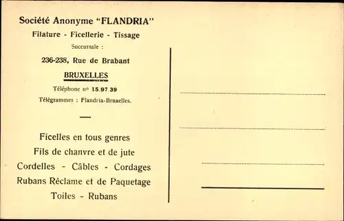 Ak Bruxelles Brüssel, Societe Anonyme Flandria, Une vue de la Filature