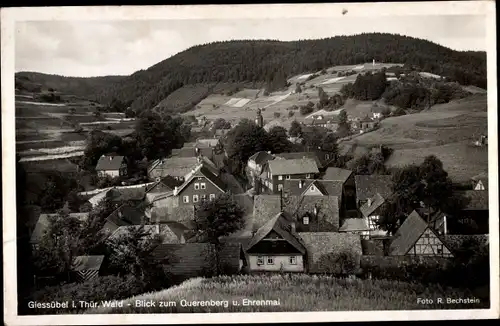 Ak Gießübel Schleusegrund Thüringer Wald, Blick auf die Stadt und zum Querenberg