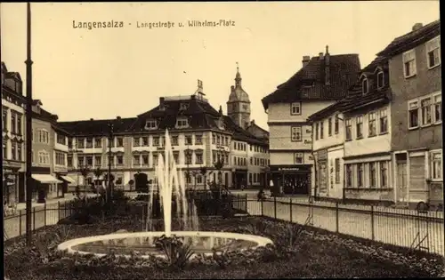 Ak Bad Langensalza in Thüringen, Langestraße und Wilhelms-Platz