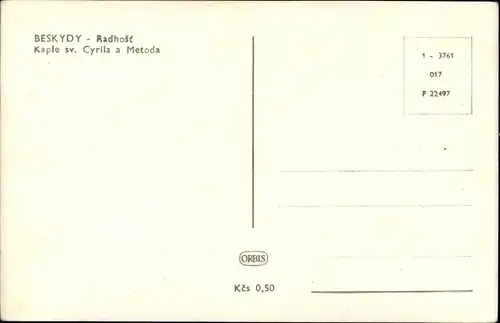 Ak Beskydy Region Mährisch-Schlesien, Radhost, Kaple sv. Cyrila a Metoda