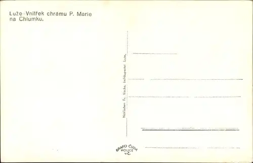 Ak Luže Lusche Region Pardubitz, Vnitrek chramu P. Marie na Chlumku