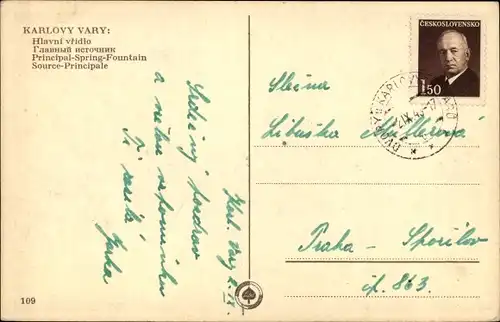 Ak Karlovy Vary Karlsbad Stadt, Principal-Spring-Fountain
