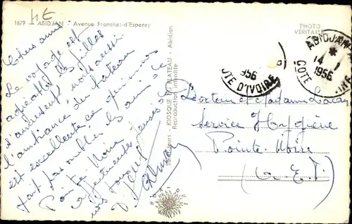 Ak Abidjan Elfenbeinküste, Avenue Franchel d'Esperey