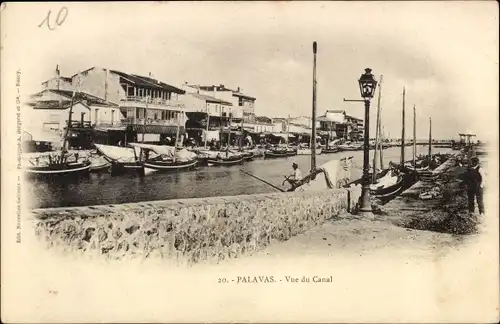 Ak Palavas les Flots Hérault, Kanalblick