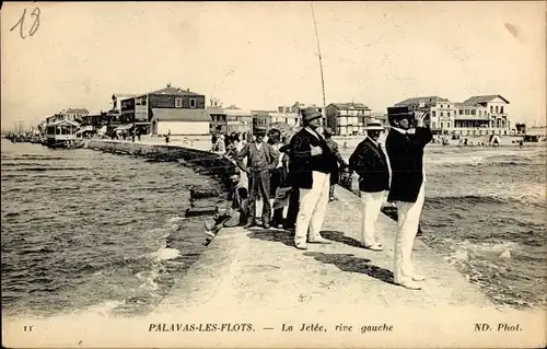 Ak Palavas les Flots Hérault, La Jetée, rive gauche