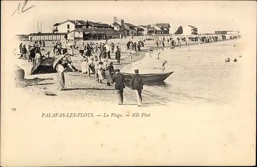 Ak Palavas les Flots Hérault, Strandpartie